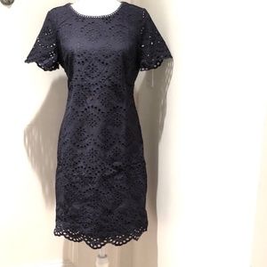 BODEN, NWT, Navy Eyelet Cotton Dress, Size 8L